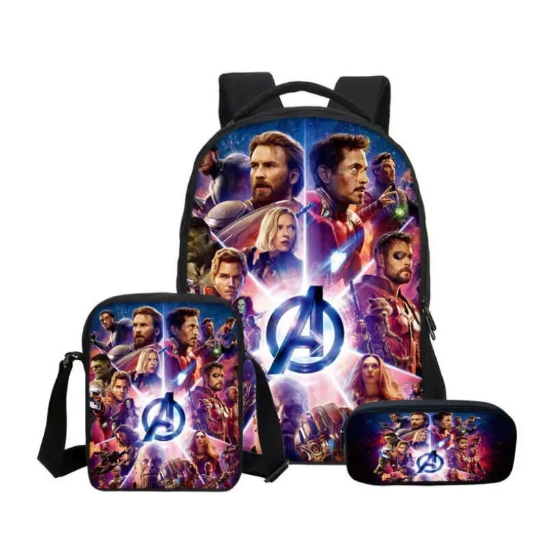 Новинка 3 шт./компл. рюкзаки для мальчиков и девочек Книжная сумка Marvel Avengers Hero Captain