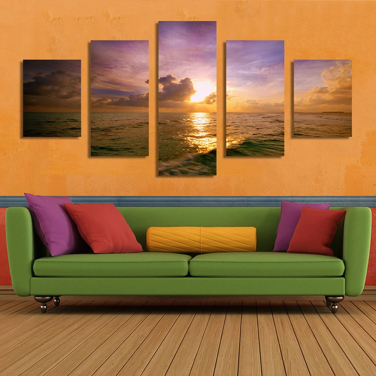 

5 Panel Hot Sell The Family Decorates Sea wave Print in The Painting On The Canvas Wall Art Picture Gift unframed