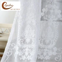 byetee embroidered white voile tulle sheer curtains encryption curtains bedroom window curtain living room rideaux voilage