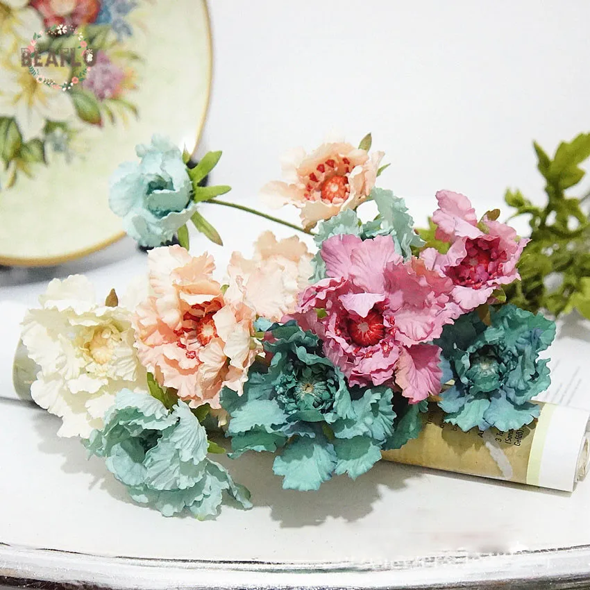 5 шт./лот искусственные цветы в европейском стиле сделай сам 3 головки растение с