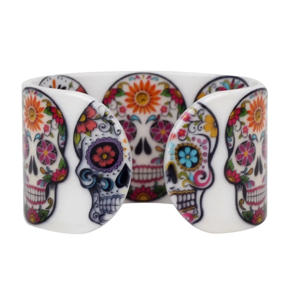 Bonsny пластиковые цветочные браслеты на Хэллоуин скелет улыбка череп панк