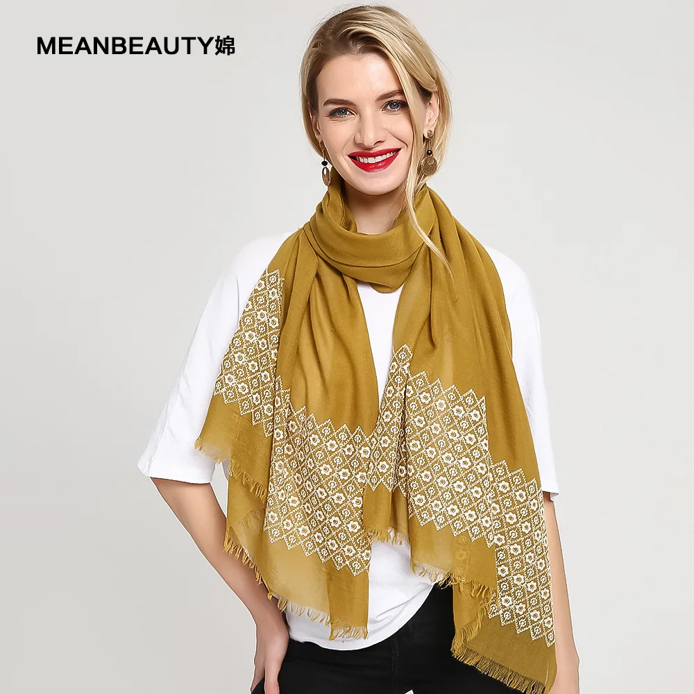 

Plain Embroidered Floral Viscose Scarf Shawl From Indian Bandana Print Cotton Scarves and Wraps Foulard Sjaal Muslim Hijab