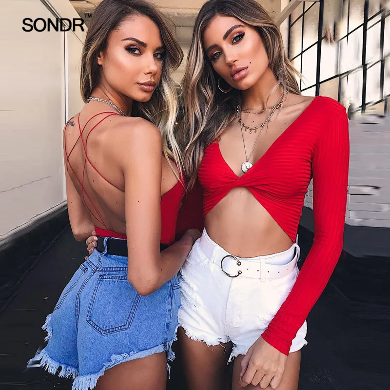 SONDR 2019 женские комбинезоны с открытой спиной и перекрестными ремешками