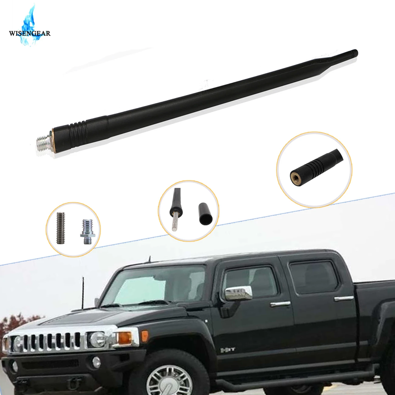 WISENGEAR 13" Plastics AF FM Radio Signal Reception Antenna Mast For Hummer H3 2006-2010 Car Antenna Aerial Rod Amplifier