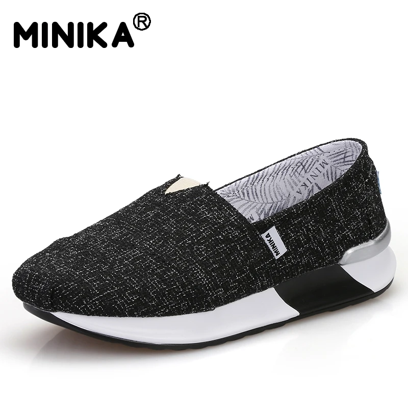 Minika/однотонная парусиновая обувь на плоской подошве женская без шнуровки