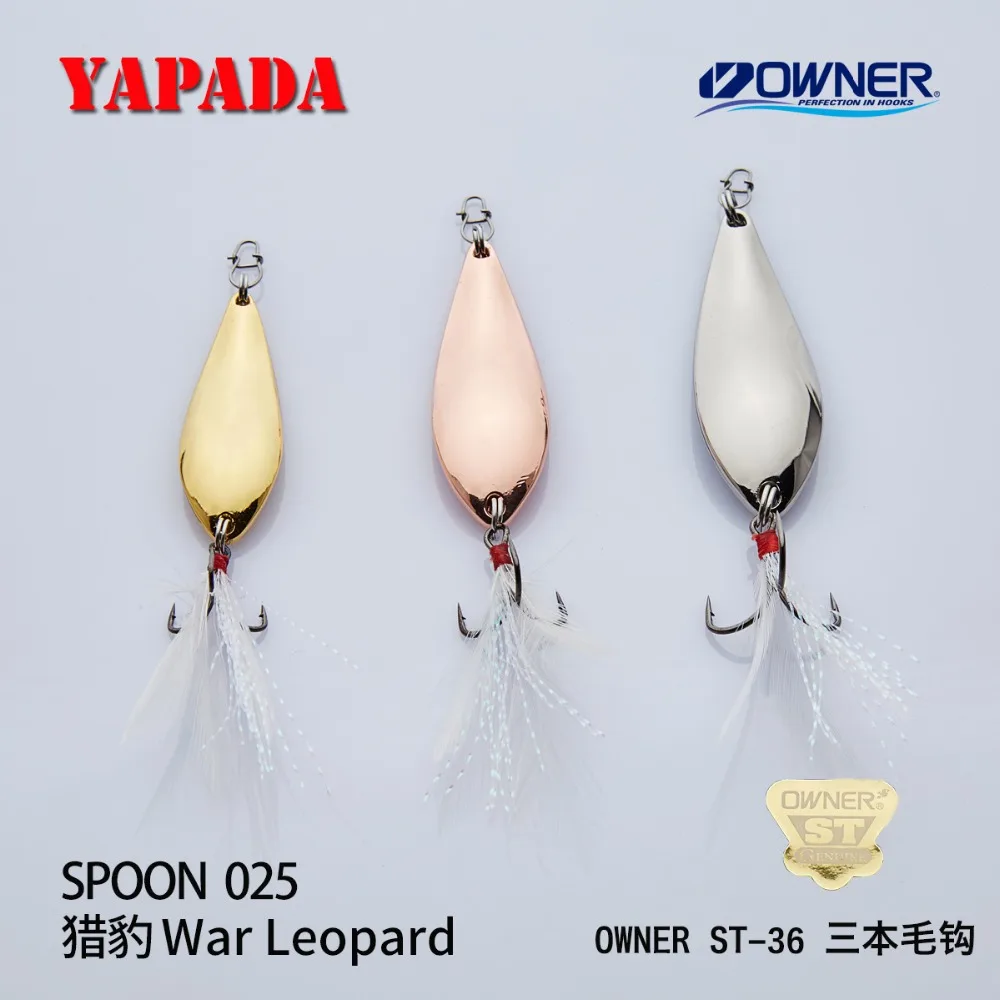 YAPADA ложка 025 War Leopard OWNER тройной крючок 10г-15г-20г 51-58-64мм перо металлическая ложка разноцветные рыболовные приманки