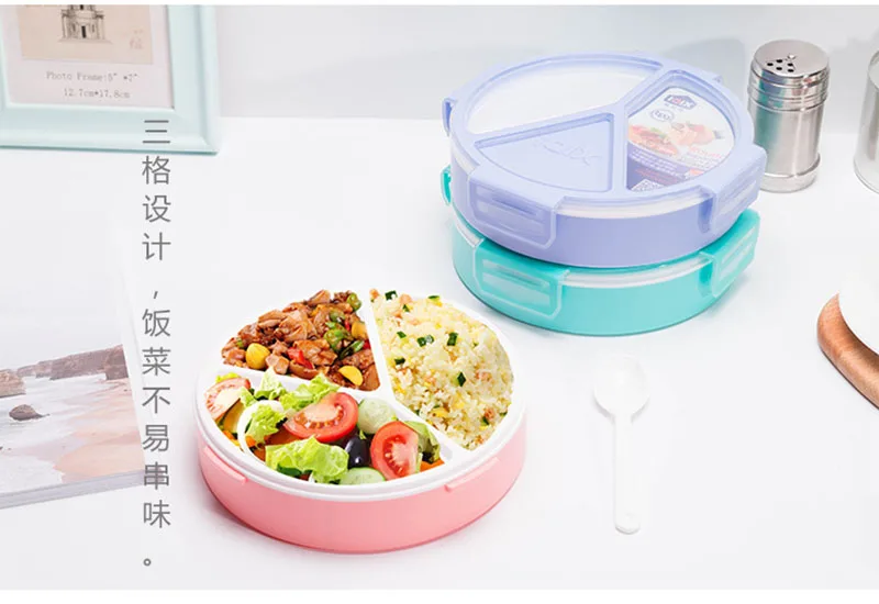 Герметичный Ланч-бокс Bento, без бпа, без микроволокна, Ланч-бокс с ложкой, посуда, портативный, для пикника, школы, контейнер для хранения еды