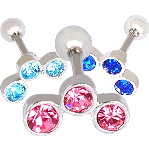 1 Pc Women Rhinestone Tragus Cartilage Stud Short Barbell Body Piercing Earring | Украшения и аксессуары