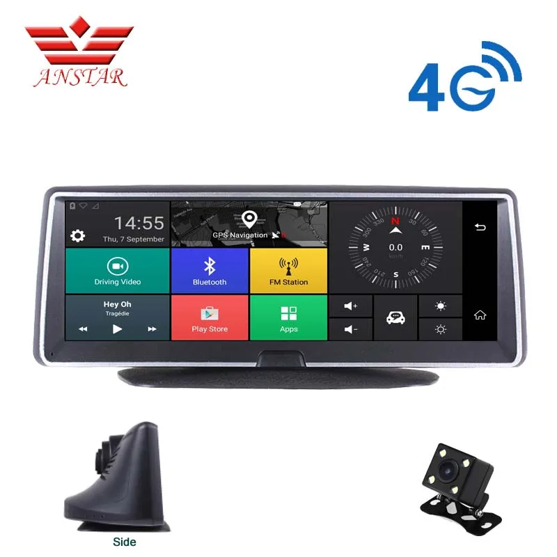 ANSTAR 4G Автомобильный dvr 8 &quotTouch ADAS удаленного мониторы зеркало заднего вида с DVR и
