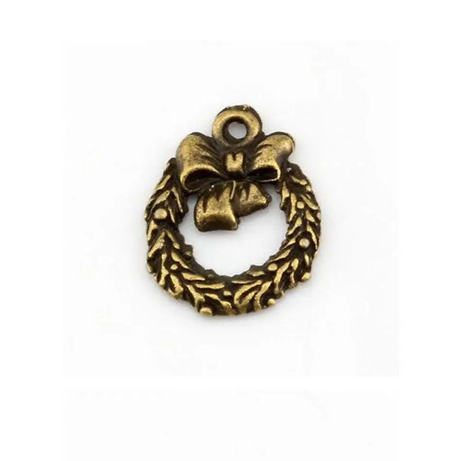 

100 Pcs Antique Bronze Christmas Garlands Charms Pendant 12 x16mm DIY Jewelry A0213