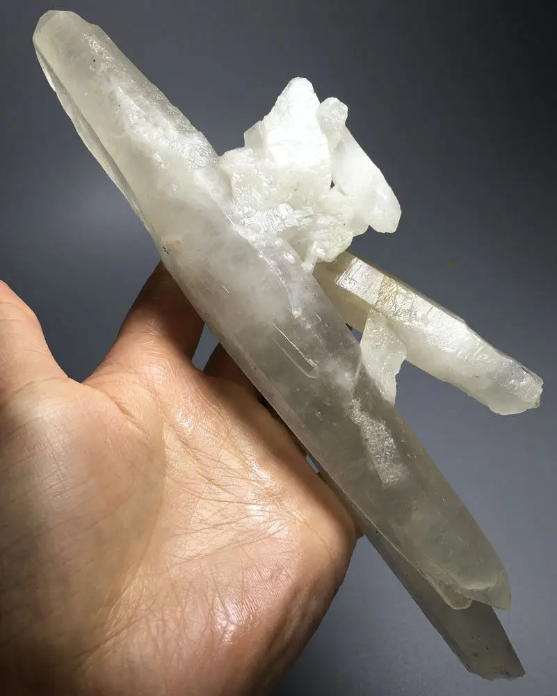 456g 225MM NATURAL WHITE QUARTZ CRYSTAL WAND POINT Healing FORM Inner Mongolia abajur | Дом и сад
