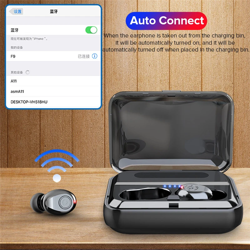 TEAMYO F9 3 TWS 5 0 Bluetooth наушники 3D стерео беспроводные с двойным микрофоном для iPhone Xiaomi
