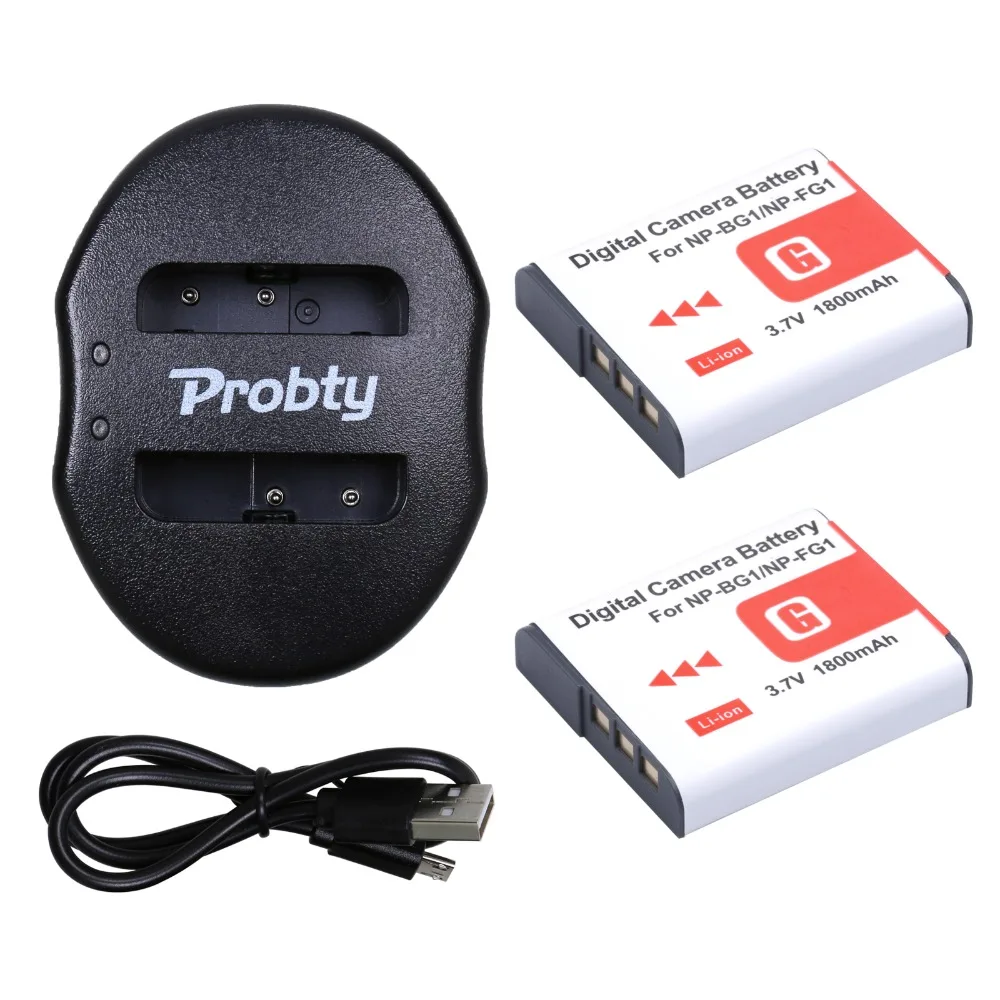 PROBTY 2 шт. NP BG1 NPBG1 Камера Батарея + Портативный Dual USB Зарядное устройство для SONY HX10 W30