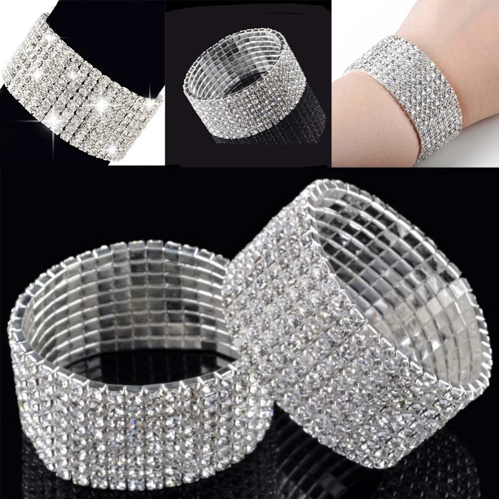 Регулируемый Кристалл 8 RWS браслеты для женщин Браслеты Манжеты Мода 2017