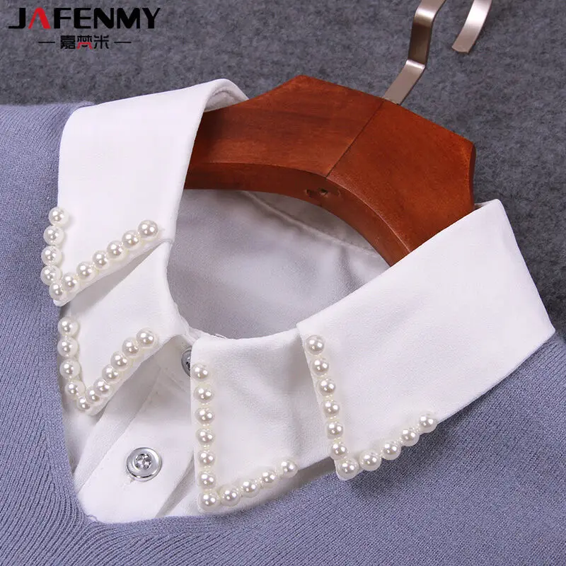 Новинка 2017 модный двухъярусный шифоновый воротник с жемчугом съемный накладной