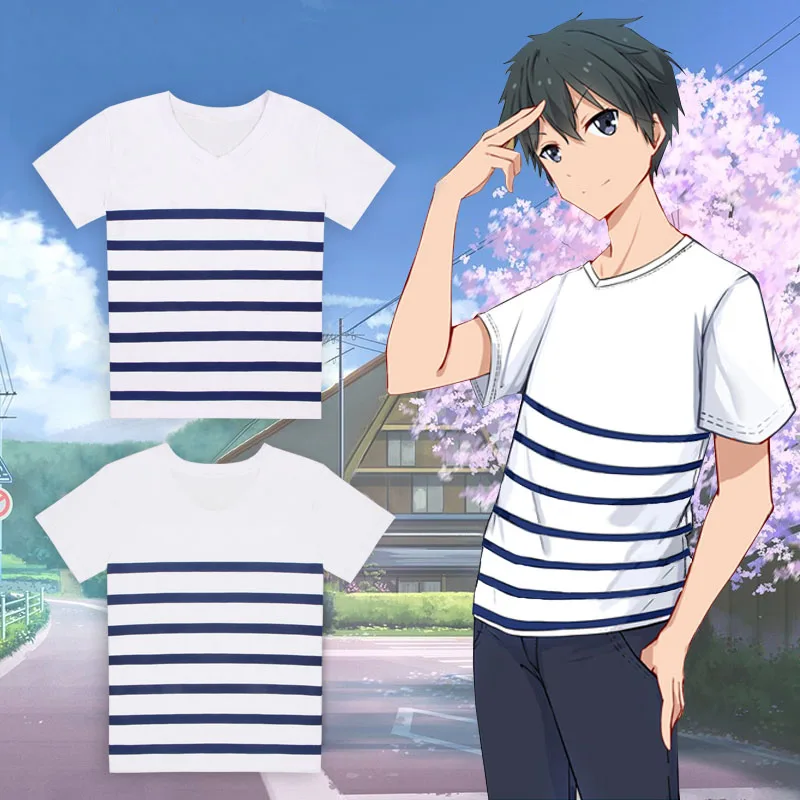 Аниме маскамун-кун месть Косплей Футболка маскамун Макабе V-образный вырез синие