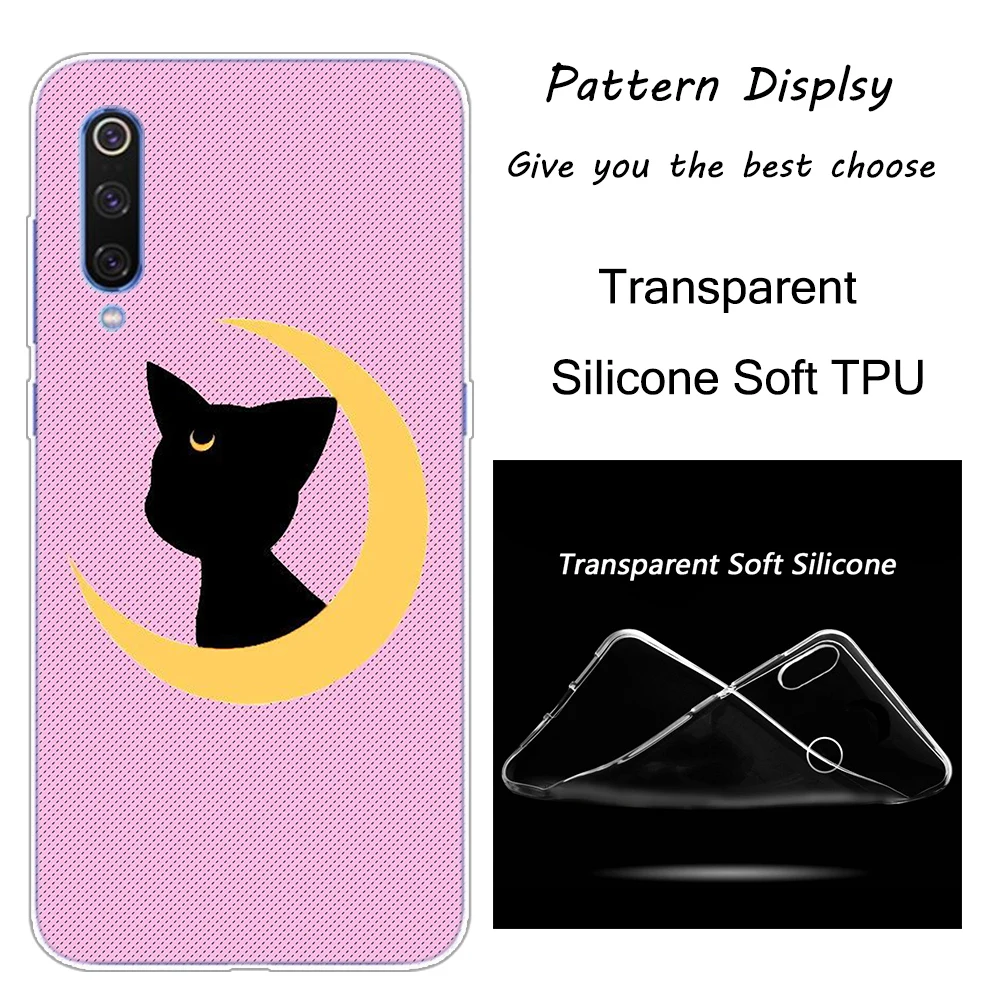 С рисунком из аниме «Сейлор Мун» lune реальная Кошка мягкий чехол для Xiaomi Pocophone F1 9T 9 9SE 8 A2 Lite A1 A2 Mix3 Redmi K20 7A Note 4 4X5 6 7 Pro S2