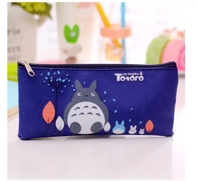 Kawaii Мой сосед Тоторо холст карандашом сумка держатель для хранения Школа канцелярских товаров - Цвет: navy