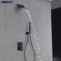 brass black shower set bathroom faucet wall mounted rainfall shower head diverter mixer handheld spray set