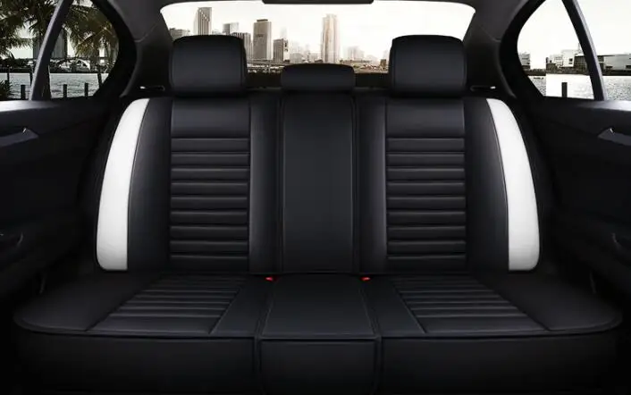 BlackWhite rear Абсолютно новые чехлы для сидений автомобиля из искусственной кожи, модные Универсальные чехлы для сидений, не скользящие чехлы для сидений автомобиля - Название цвета: BlackWhite rear