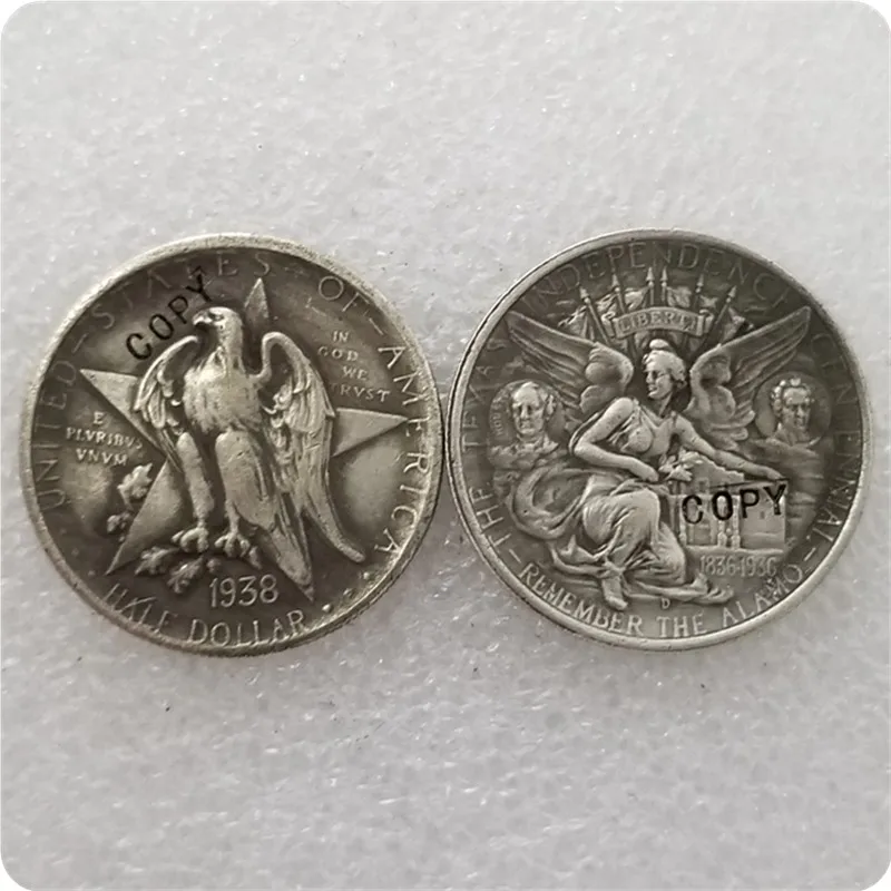 Старинное серебро США 1934-1938 Техасские памятные половина копия доллара монеты - Цвет: 1938D
