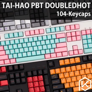 taihao pbt double shot keycaps for diy gaming mechanical keyboard color of miami diablo black orange cyan rainbow light grey free global shipping