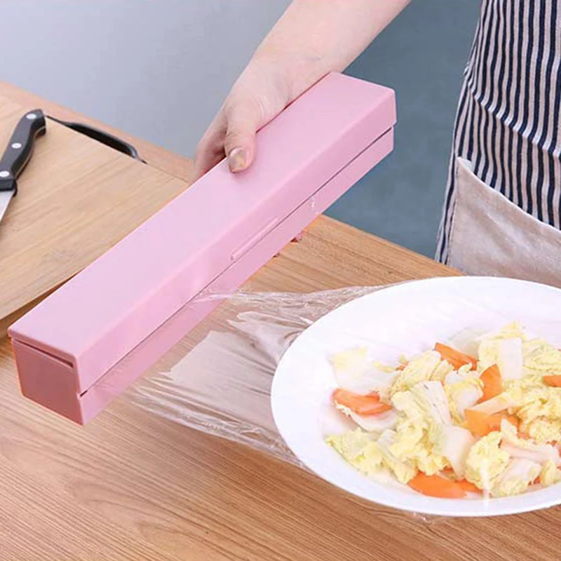 Новинка, пластиковая кухонная фольга и оберточная кулинарная пленка, Диспенсер, резак, чехол для хранения консервантов, рулон пленки с режущим лезвием, распродажа