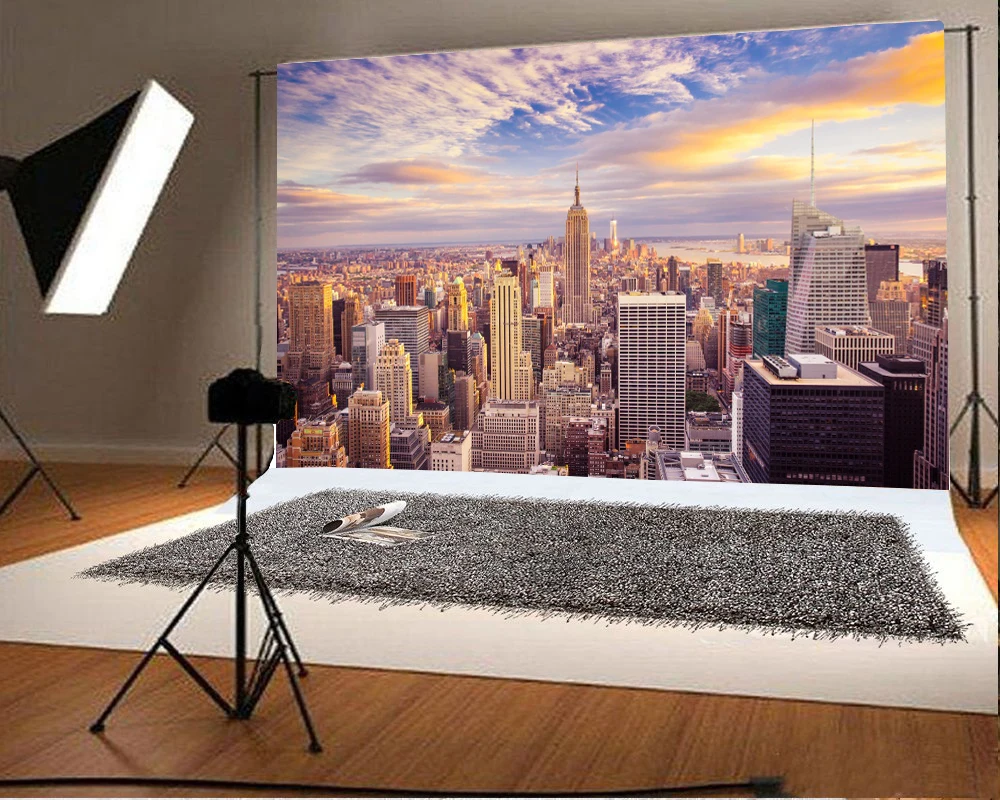 Фоны для фотографии Laeacco City Buildings Scenic Sky Clouds натуральные фоны фотографий