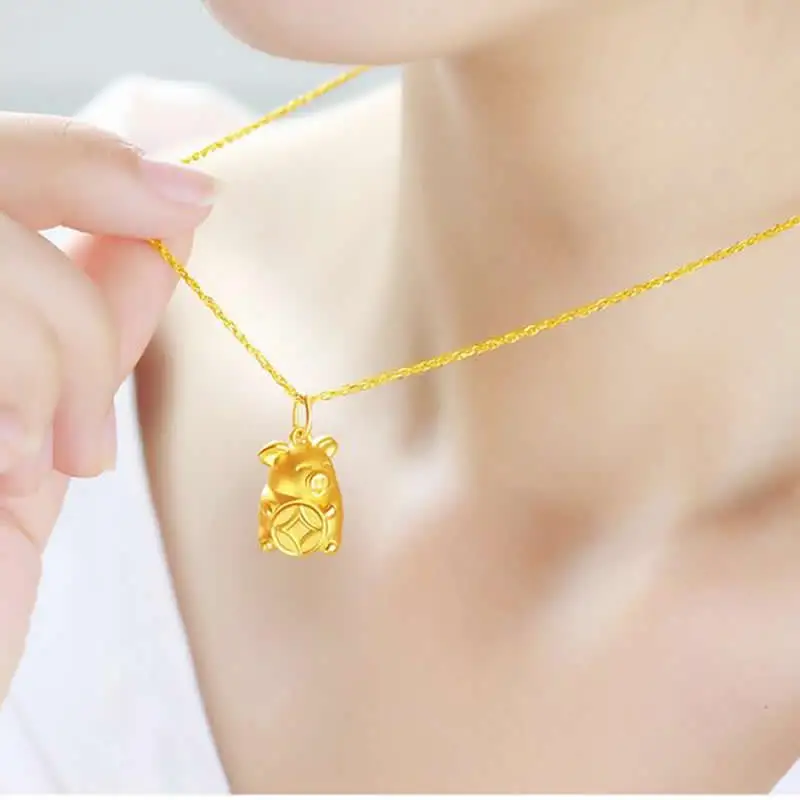 Новое поступление чистое 24K желтое золото Подвеска женская 999 Золотая монета со