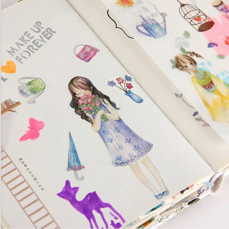 4 шт./лот Корейская креативная бумажная наклейка фиолетовое платье наклейки для