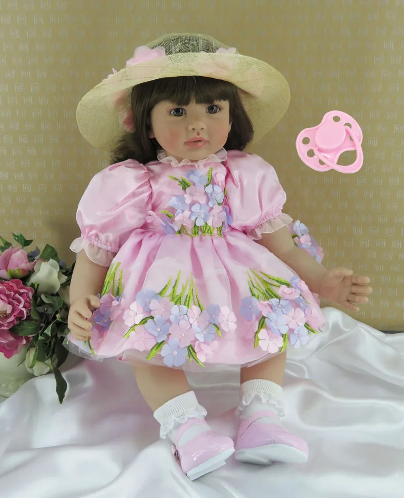 Кукла реборн силиконовая 24 дюйма 60 см с шапкой|baby girl doll toy|doll toysgirl toy |