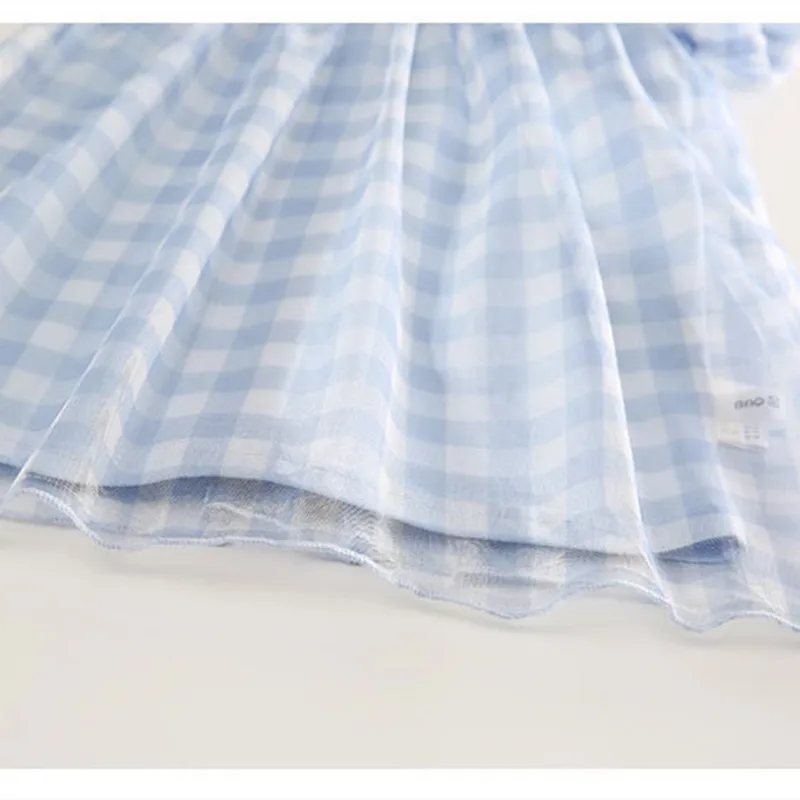 Girls Plaid Dress Summer Vest Dresses For Net Yarn Costume Puff Sleeve Sweet Kids Vestidos Cotton | Детская одежда и обувь