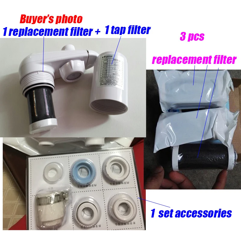 Фильтр для водопроводной воды 3 шт. Сменный фильтр с активированным углем из