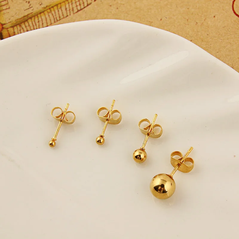 Новый дизайн из нержавеющей стали панк готический круглый шар серьги гвоздики