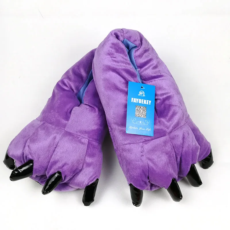 FAYUEKEY/2 пары в партии Домашние зимние теплые плюшевые тапочки с лапами Хлопковые