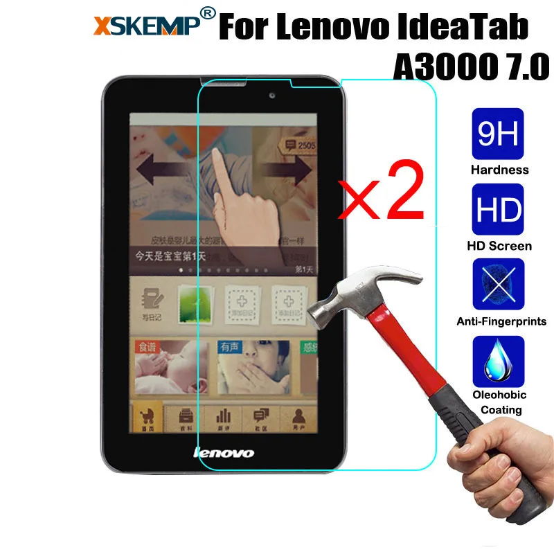 XSKEMP 2 шт./лот закаленное стекло Защита для экрана Lenovo IdeaTab A3000 7 0 9H твердость 3 мм