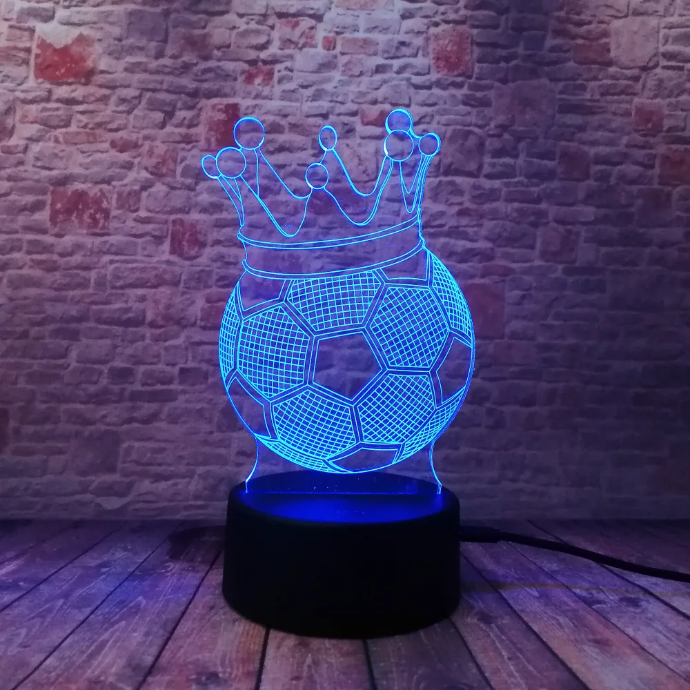 Креативная 3D Императорская корона лампа в виде футбольной иллюзии светодиодные