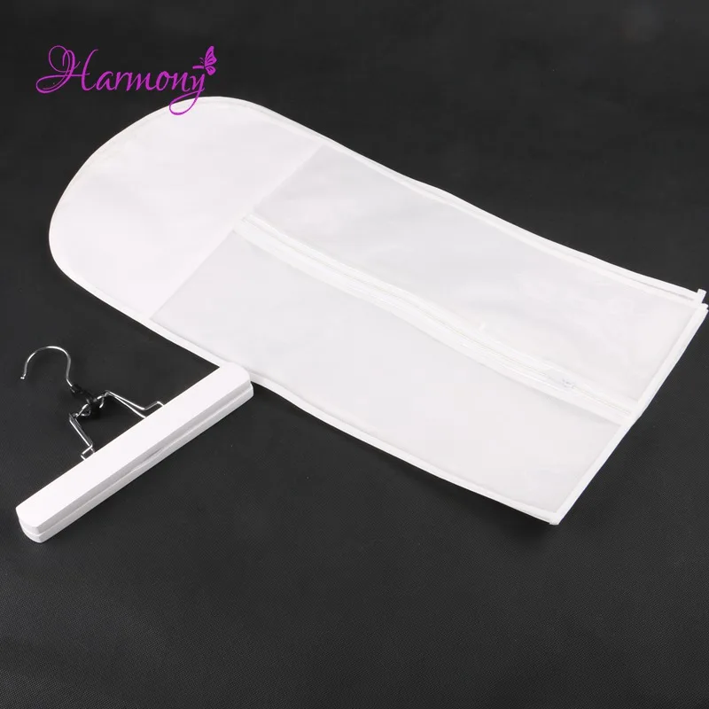 10sets White and black zipper hanger hair extension packaging suit case bag for weft hair extensions & clipin hair and ponytail