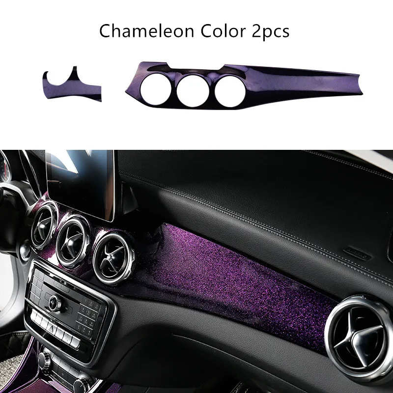 Dashboard Chameleon Украшение панели кондиционера автомобиля для Mercedes Benz GLA X156 CLA C117 2013-18 LHD углеродное волокно цветная центральная консоль рамка наклейка - Название цвета: Dashboard Chameleon