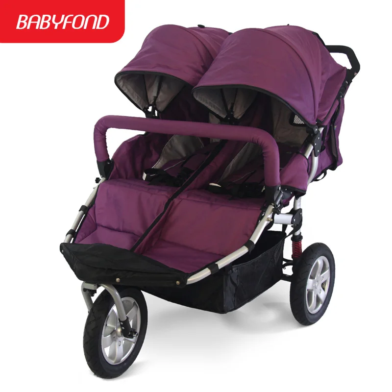 2019 Three Wheels Twins Baby Stroller Babyboom Off-road Light Sport baby carriage double kids Shockproof BB Pram | Мать и ребенок