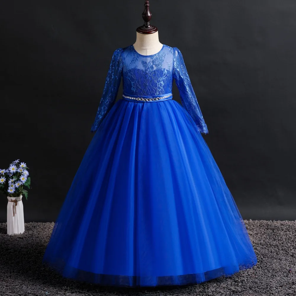 Elegant 3-14 Years Long Sleeve Girls Pageant Dress Tutu Flower Girl Dresses for Wedding Party Princess Communion Gowns | Детская одежда