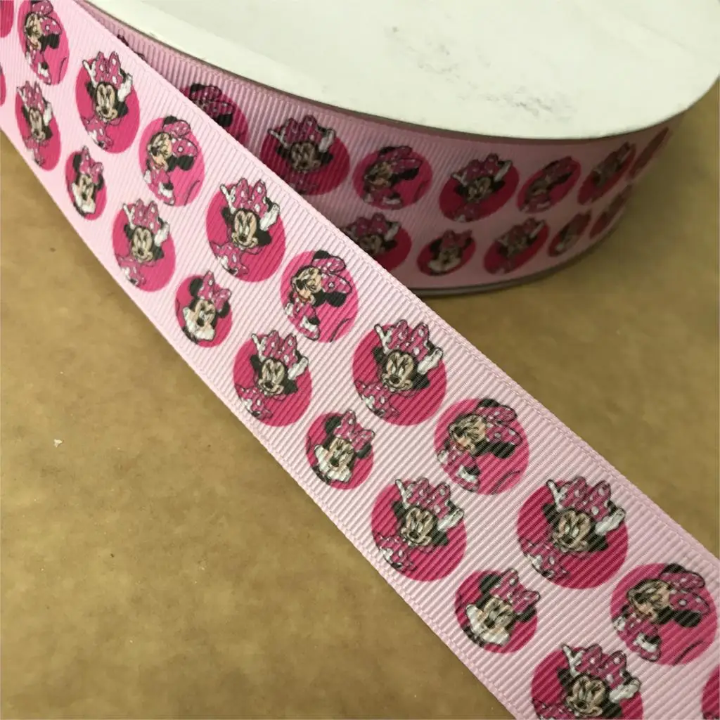 Сумасшедший скидка 1-1/" 38 мм Минни мультфильм печатных Grosgrain ленты DIY Hairbows материалы ребенок/Детская ремесел 100 ярдов