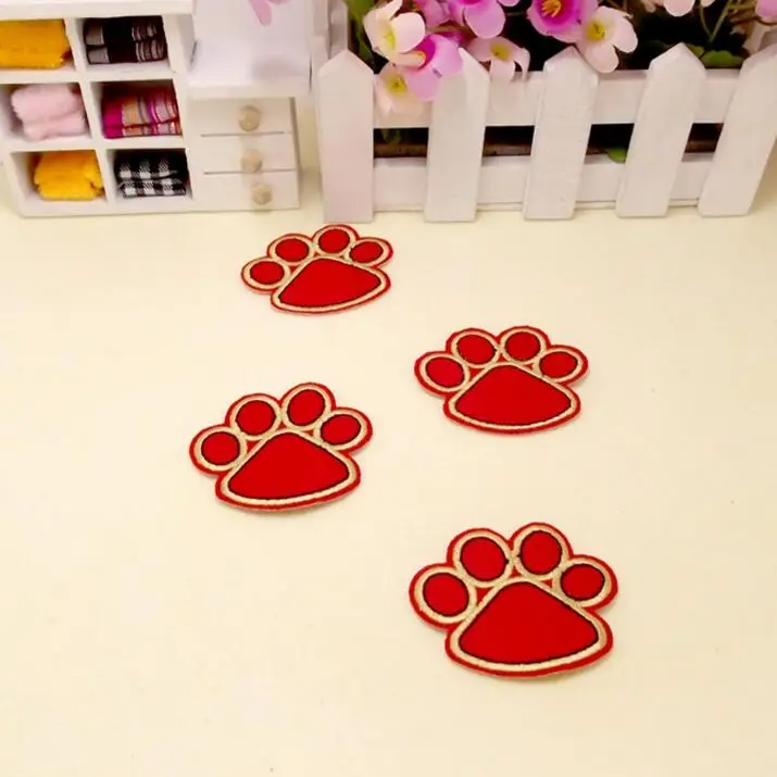 Patch patch Boutique Computer Embroidery Cloth DIY Fashion Decorative Pathes Red Puppy paw | Дом и сад