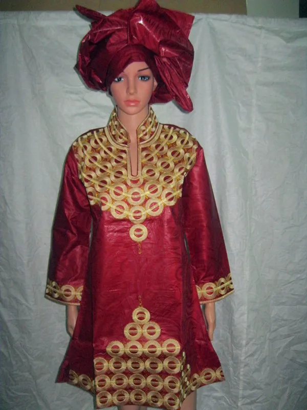 2015 new fashion african design bazin riche material embroidery dress with pants | Тематическая одежда и униформа