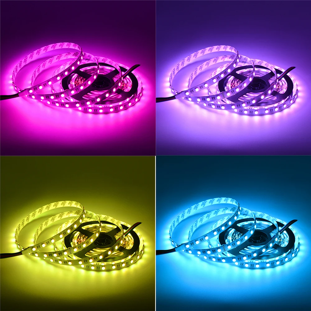 4 в 1 RGBW Светодиодные ленты света 5050 DC12V 24 V гибкий светодиодный клейкие света RGB+ белый/RGB+ теплый белый Светодиодные ленты 60 светодиодный s/m 5 м/лот