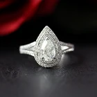 Уникальное обручальное кольцо Double Halo 5x8 мм Огранка груши бриллиантовое обручальное кольцо Moissanite 14K белое золото Moissanite кольцо для женщин