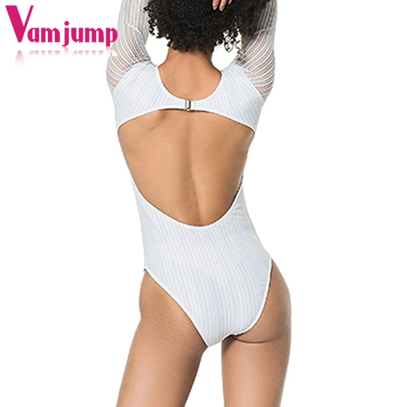 VamJump длинный Рог рукавом плюс Размеры спинки Купальный костюм Для женщин Одна