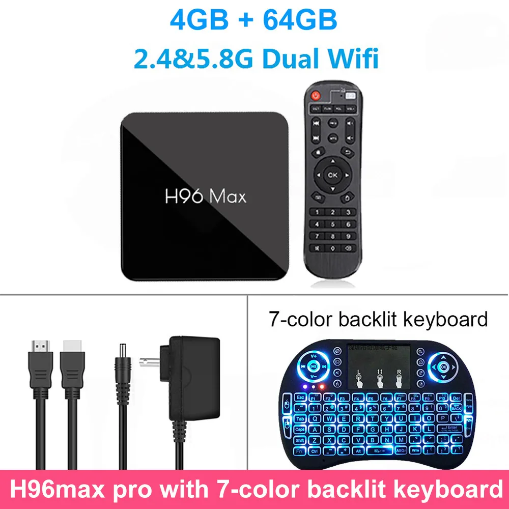 4G 64G backlit i8 LEMADO H96 MAX X2 tv Box Android 9,0 Amlogic S905X2 поддержка 4K X 2K 60fps HDMI 2,1 Netflix Youtube H96 MAX X2 Smart tv Box - Цвет: 4G 64G backlit i8