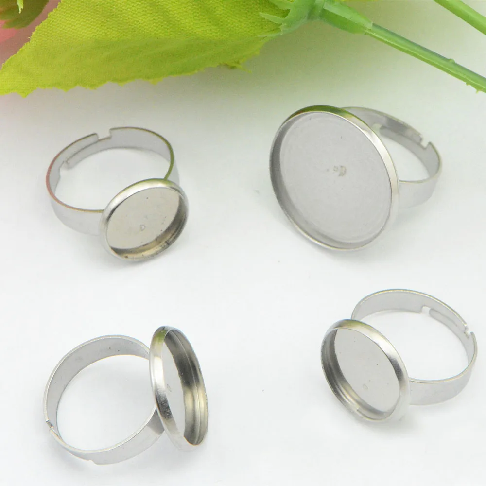 10 шт./лот регулируемое кольцо из нержавеющей стали пустое 12/16/20 мм стекло кабошоны
