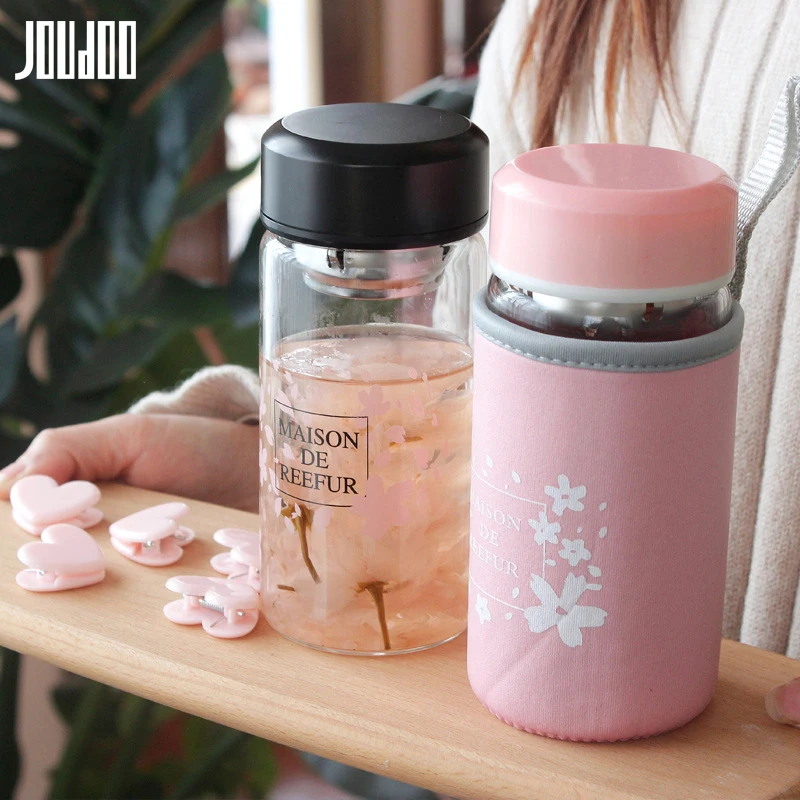 JOUDOO портативная стеклянная бутылка для воды с фильтром заварки креативная